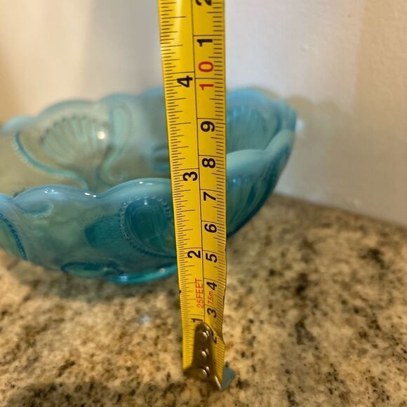 Jefferson Glass Blue Opalescent Candy Dish Bowl Shell Loops Pattern - Picture 7 of 7